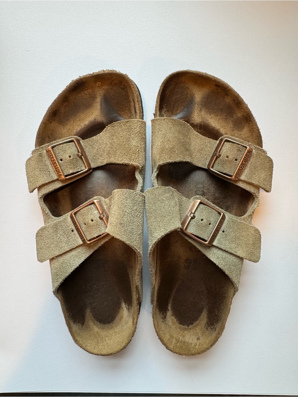 Birkenstock Arizona Suede Two-Strap Sandals in Taupe - Picture 4 of 6